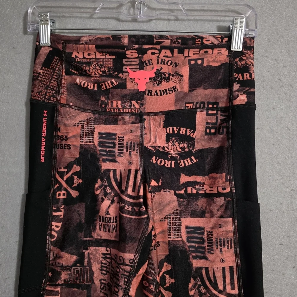 Under Armour Project Rock Womens HeatGear Print Ankle Leggings Size Medium